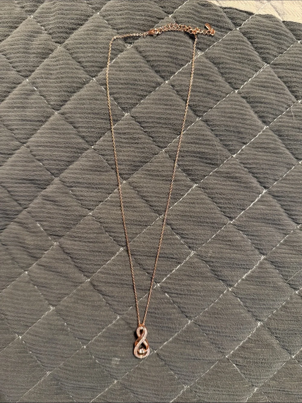 Elegant Rose Gold Infinity Pendant Necklace with Sparkling Simulated Diamonds